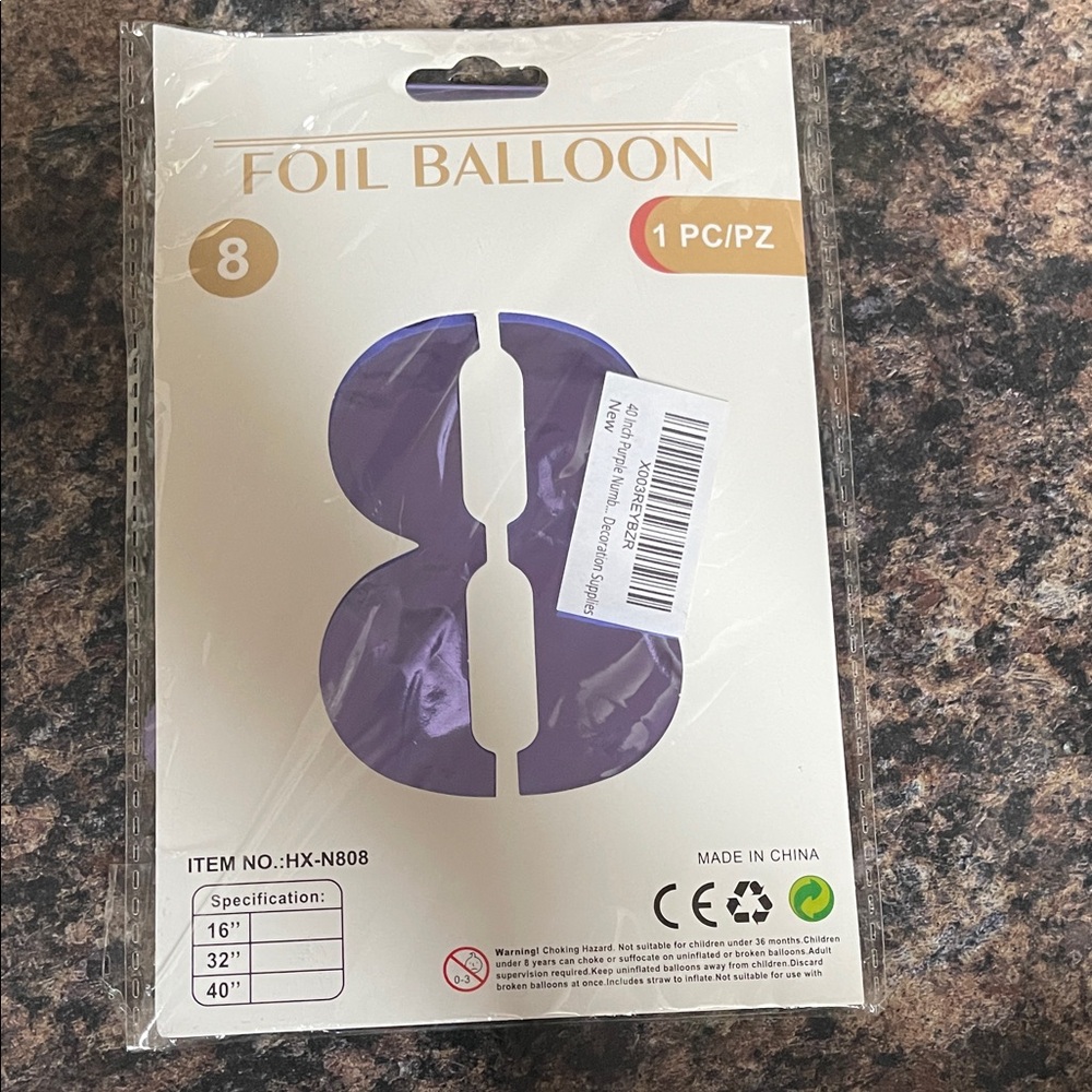 Amazon Purple Foil Balloon Number 8